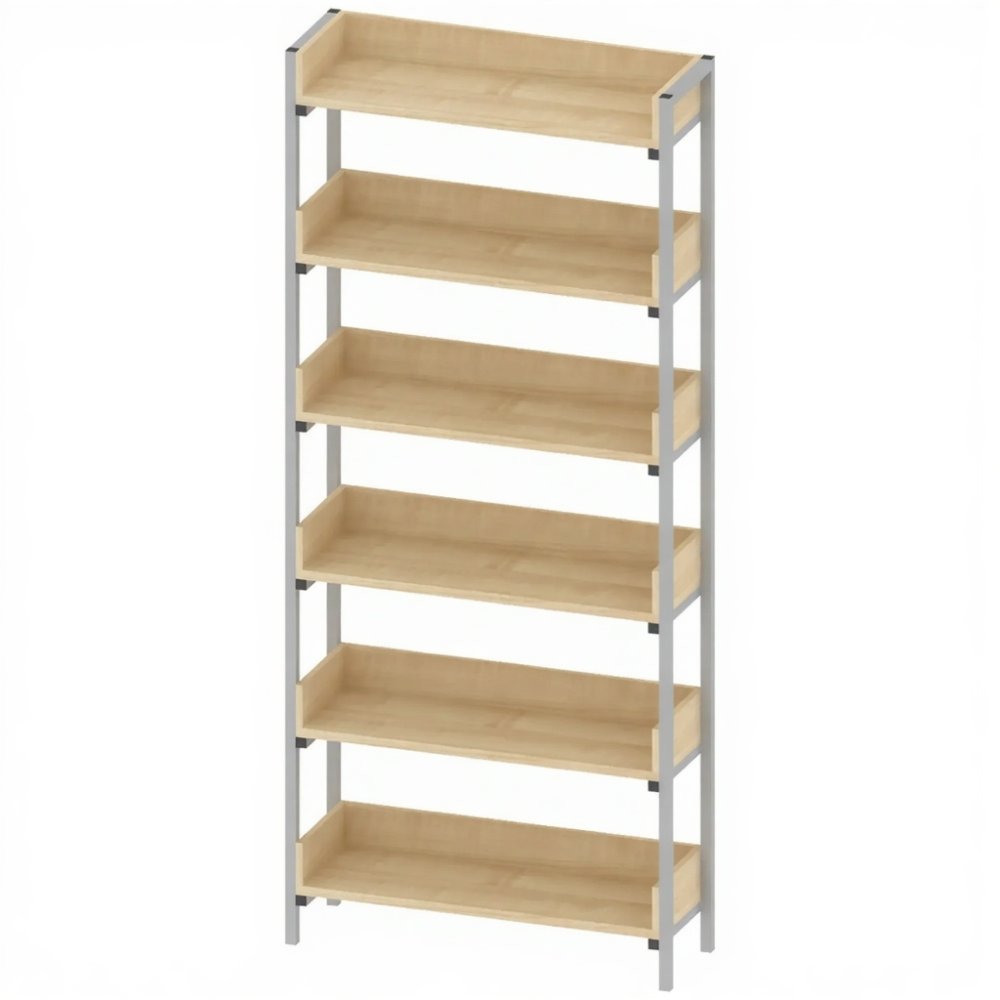 Стеллаж библиотечный односторонний на металлическом каркасе СТЕ-ШП-11-1