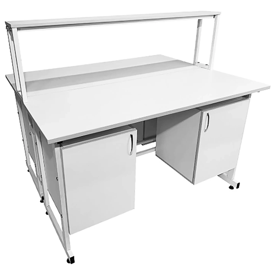 Стол лабораторный островной с надстройкой Сло 22.010 (белый)