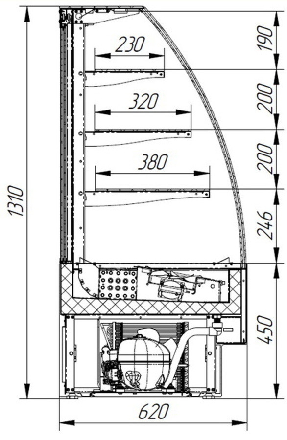 ВИТРИНА кондитерская ВПВ ADAGIO 900